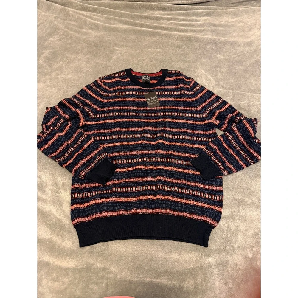Jos A Bank Traveler Pima Cotton Mens XL Crew‎ Neck Striped Sweater
